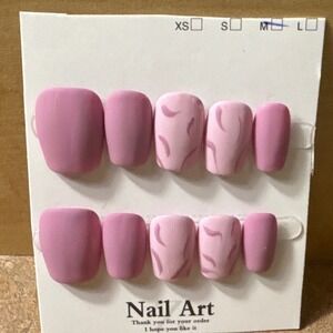 "Squiggle Theory"‎ Press-On Nail Set – Matte Mauve & Abstract Pink Linework